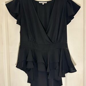 Love Tree Black Ruffle Blouse